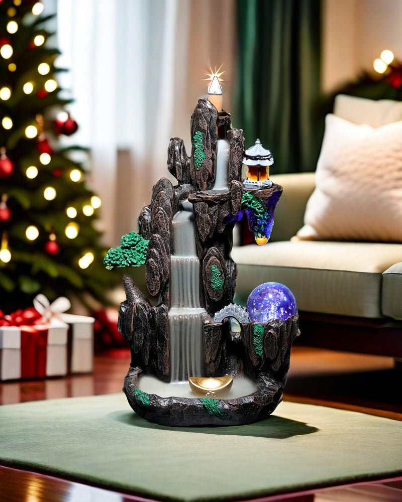 Semli Backflow Incense Holder Waterfall Incense Burner Home Decor Aromatherapy Ornament Incense Cones with Backflow Incense Cones Free (Yuanbao) - Image 3